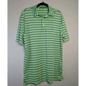 Southern Tide Club Shirt Mens Medium Green Blue Striped Polo Golf Short Sleeves